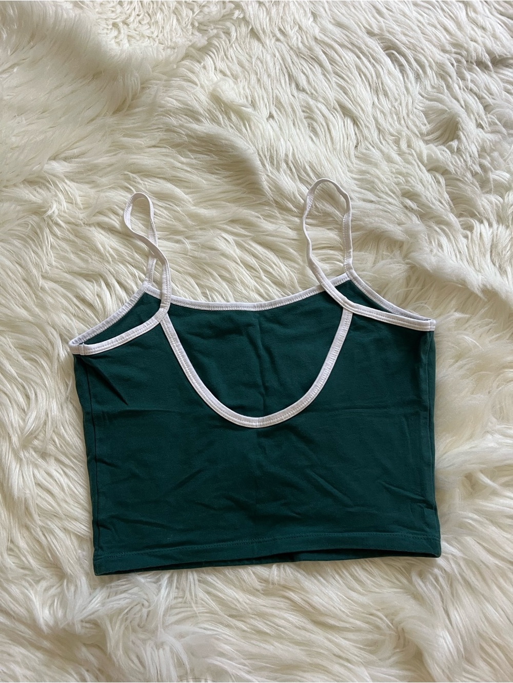 wild fable Green Cropped Cami with White Trim - Picture 2 of 5